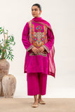 3-Pc Embroidered Shirt with Plain Trouser and Zari Lawn Dupatta EDP-3-007